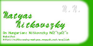 matyas nitkovszky business card